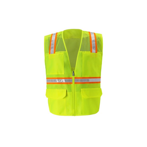 2W International Multi-Pocket Safety Vest, Medium, Lime 8048-M M